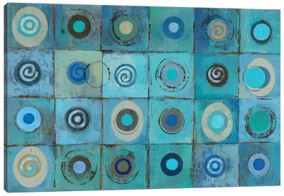 Underwater Mosaic Canvas Art Print - Squares with Concentric Circles Collection