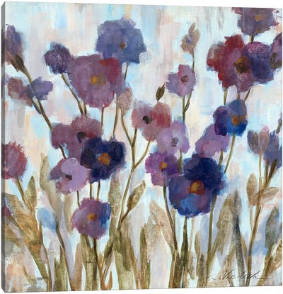 Abstracted Florals In Purple  Canvas Art Print - Wildflowers