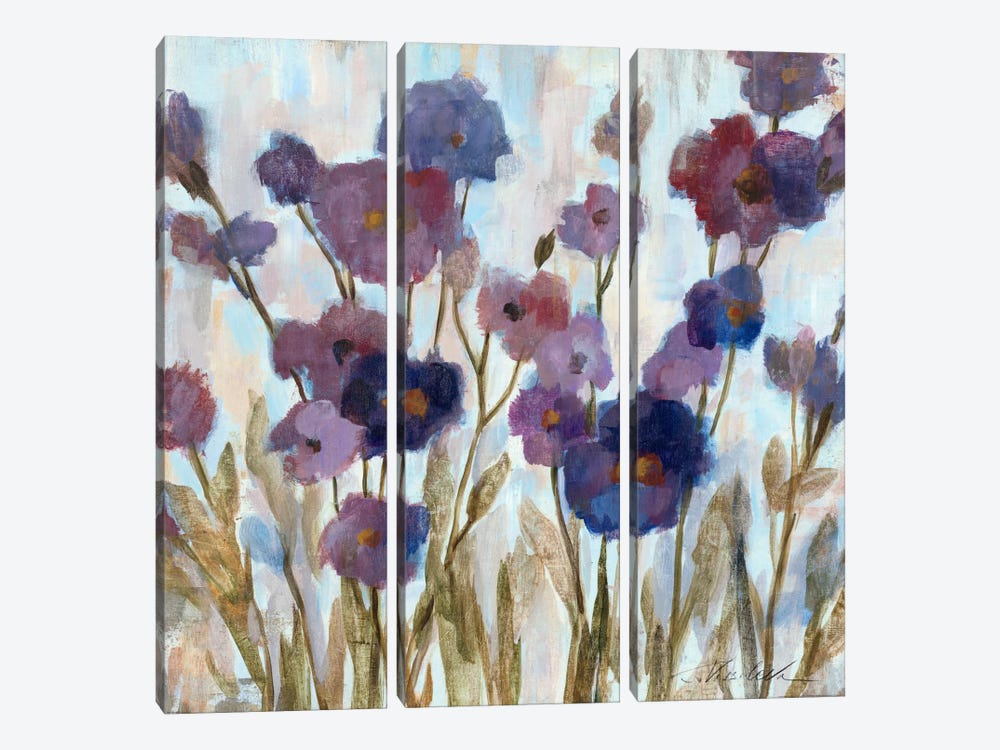 Abstracted Florals In Purple  by Silvia Vassileva 3-piece Art Print
