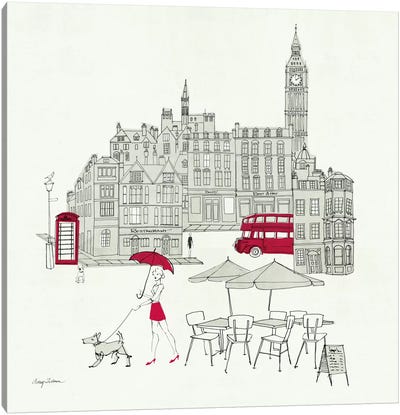 World Cafe I - London Red Canvas Art Print - Restaurant & Diner Art