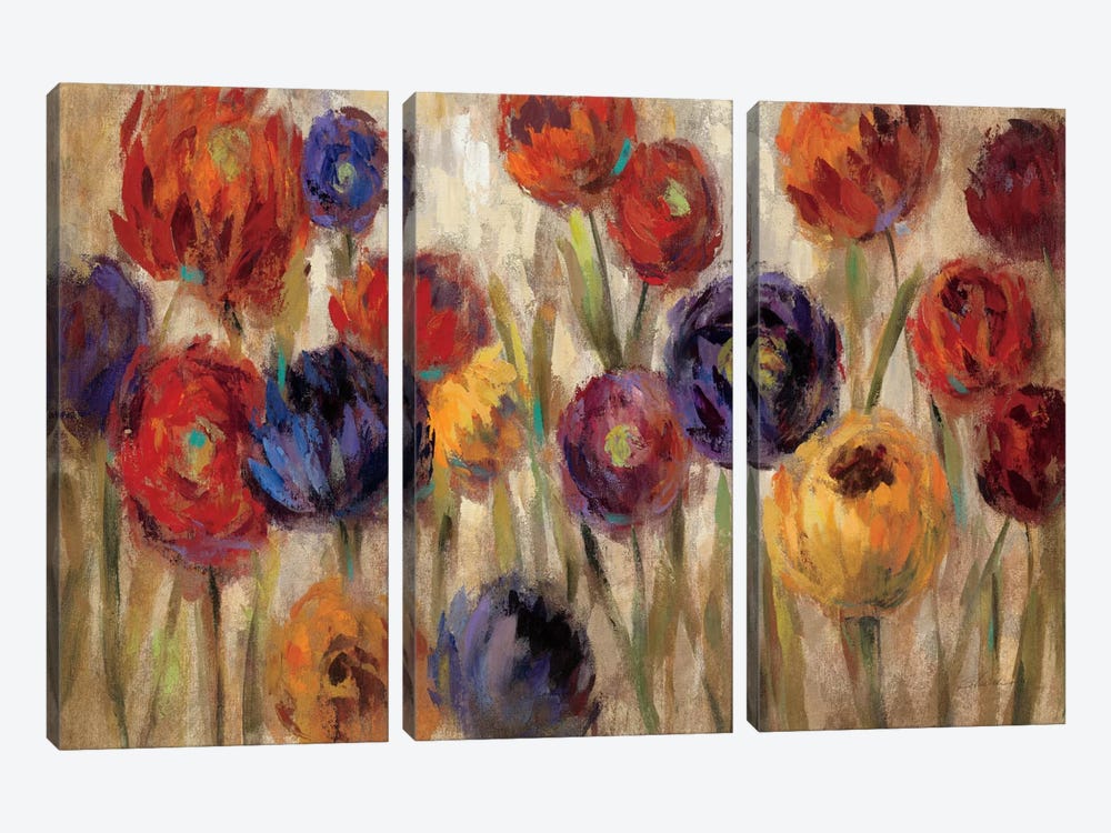 Asters and Mums  by Silvia Vassileva 3-piece Canvas Art