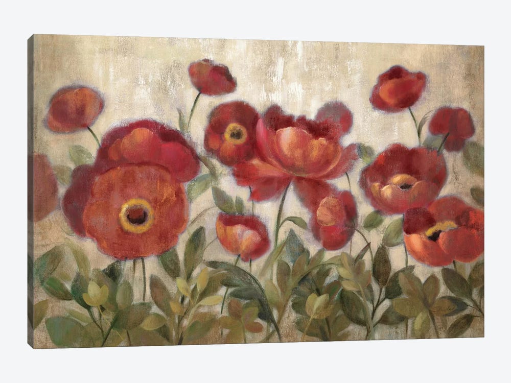 Daydreaming Flowers Red  by Silvia Vassileva 1-piece Canvas Art Print