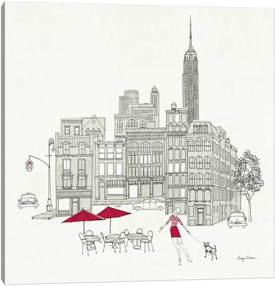 World Cafe III - NYC Red Canvas Art Print - Cafe Art