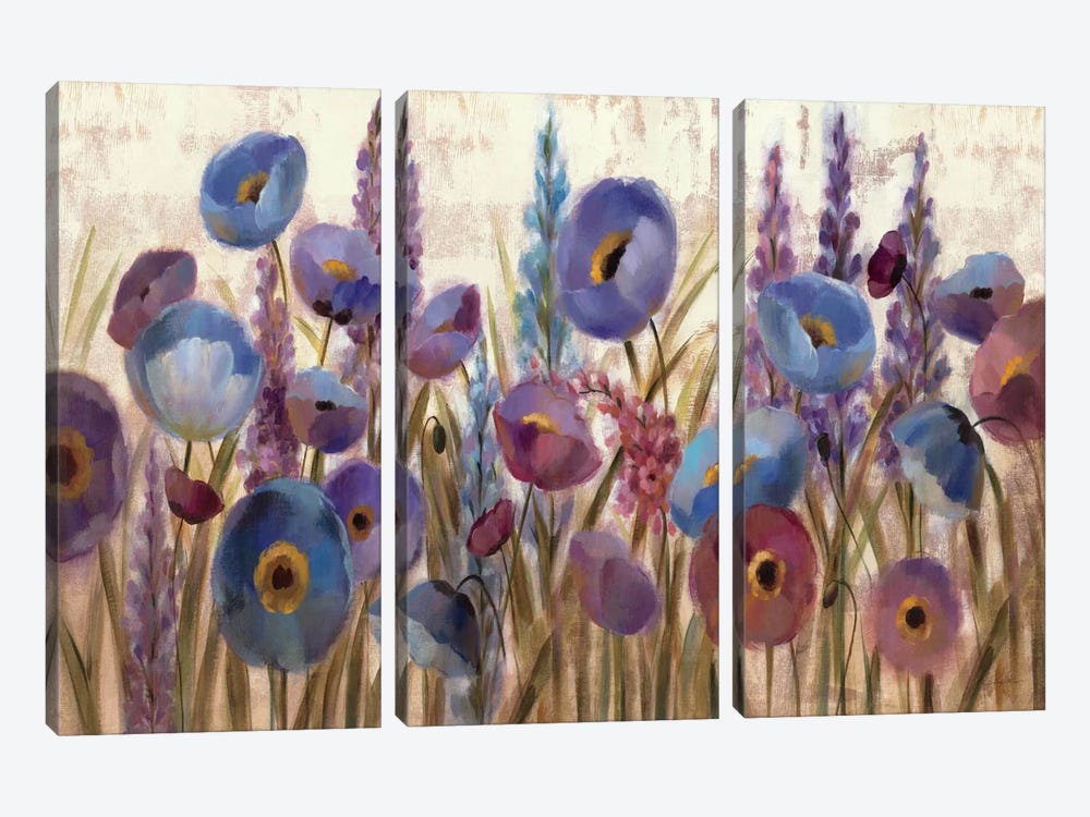 Lupines and Poppies  by Silvia Vassileva 3-piece Canvas Art