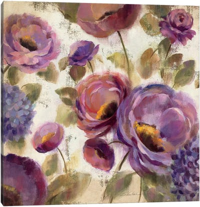 Blue and Purple Flower Song II  Canvas Art Print - Silvia Vassileva
