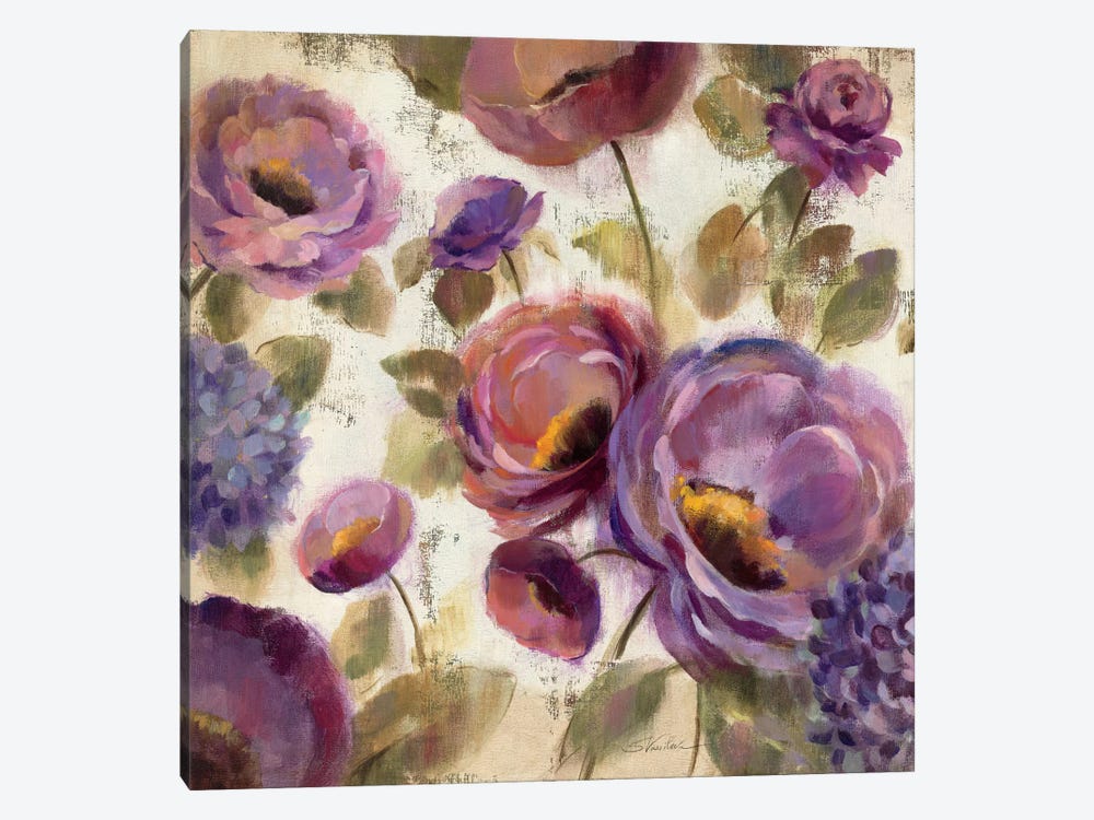 Blue and Purple Flower Song II  by Silvia Vassileva 1-piece Canvas Wall Art