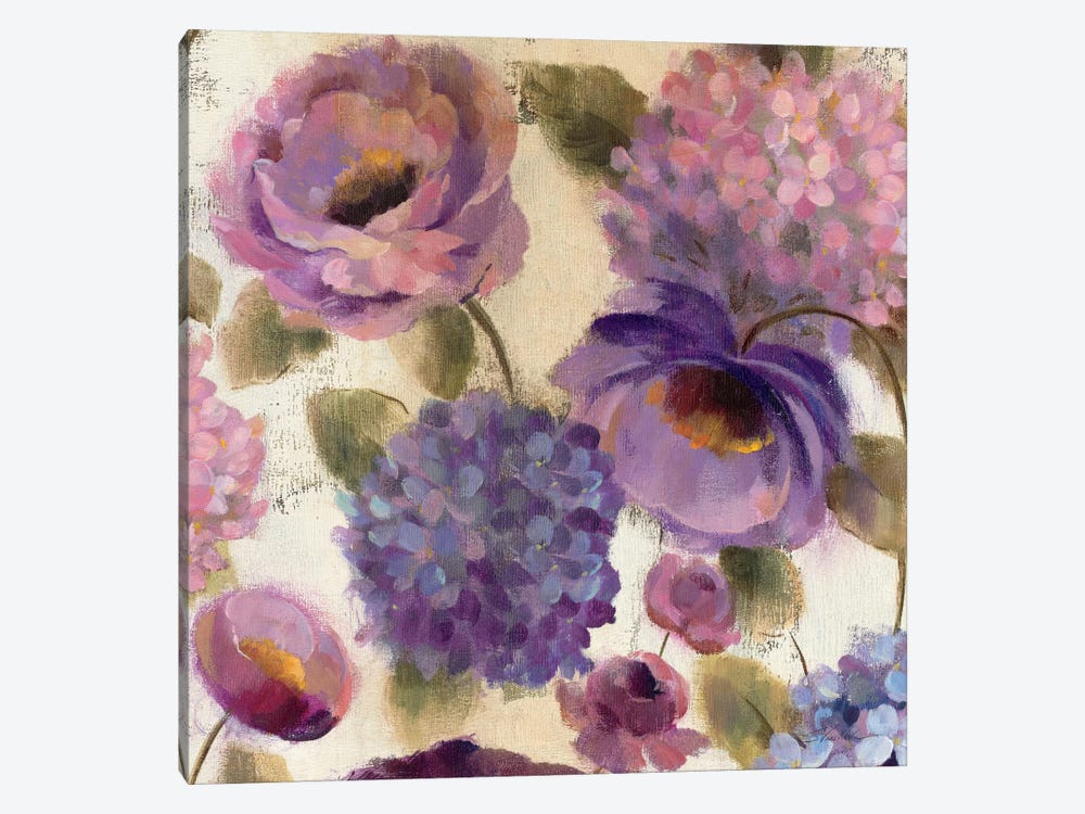 Blue and Purple Flower Song III  by Silvia Vassileva 1-piece Canvas Art Print