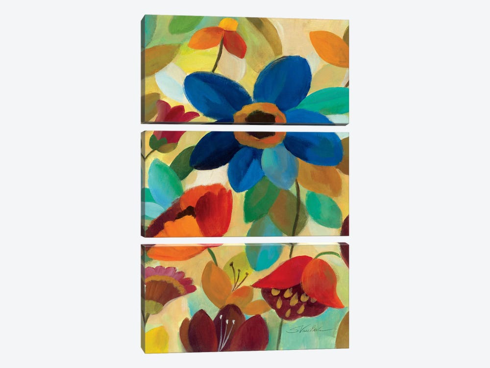 Summer Floral Panel I  by Silvia Vassileva 3-piece Canvas Wall Art