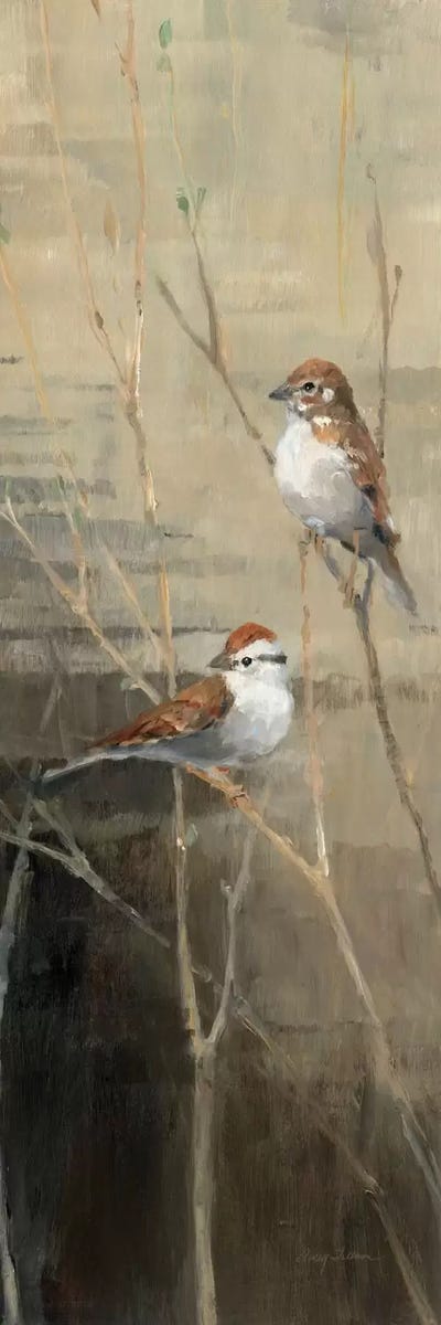 Sparrows at Dusk II  by Avery Tillmon framed canvas print