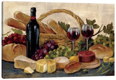 Tuscan Evening Wine  Canvas Art Print - Large Art for Kitchen