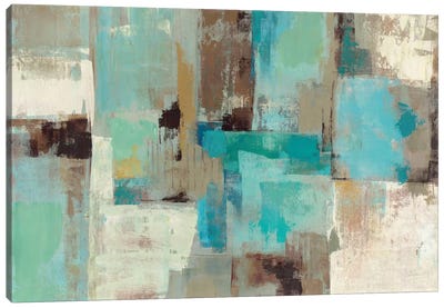 Teal and Aqua Reflections #2 Canvas Art Print - Home Staging Living Room