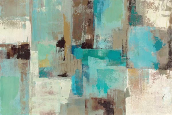 Teal Abstract Art: Teal and Aqua Reflections #2 by Silvia Vassileva