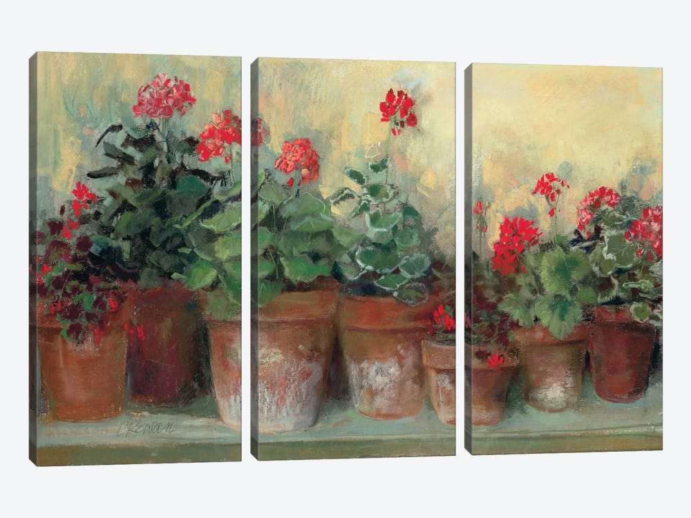 Kathleen's Geraniums by Carol Rowan 3-piece Canvas Artwork