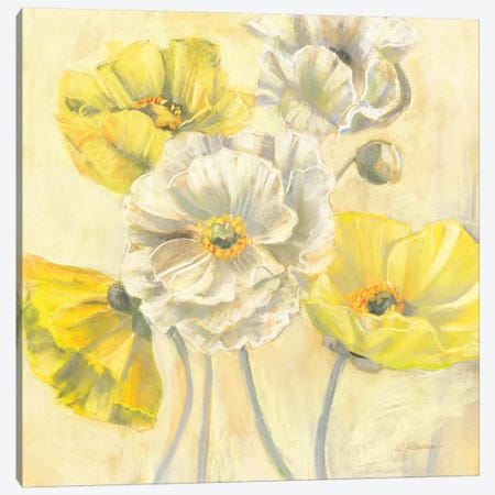 Gold and White Contemporary Poppies I Canvas Print #WAC1661} by Carol Rowan Art Print