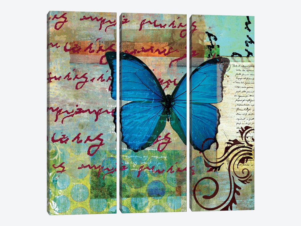 Homespun Butterfly II 3-piece Canvas Art Print