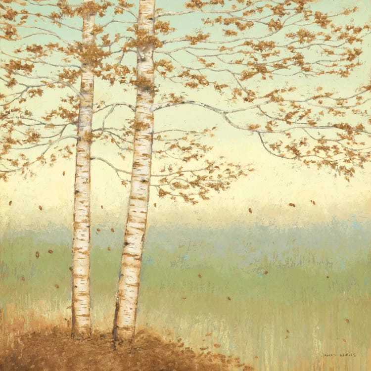 Golden Birch I with Blue Sky by James Wiens wall art