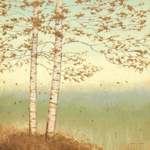 Birch Trees: Golden Birch I with Blue Sky by James Wiens