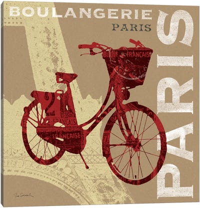 Cycling in Paris Canvas Art Print - Bicycle Art