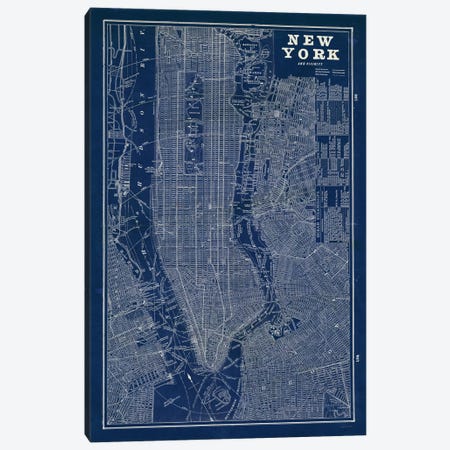 Blueprint Map New York  Canvas Print #WAC1856} by Sue Schlabach Canvas Art Print