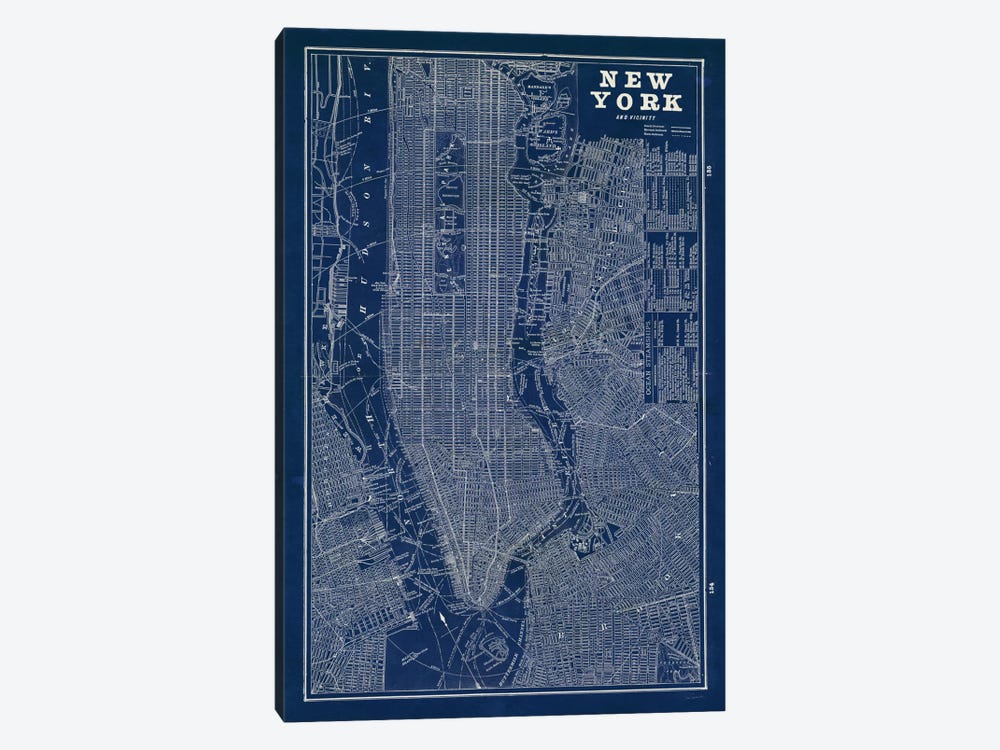 Blueprint Map New York  by Sue Schlabach 1-piece Canvas Artwork