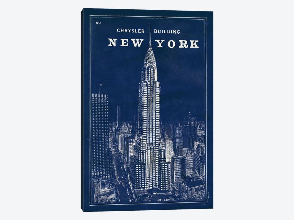 Blueprint Map New York Chrysler Building  by Sue Schlabach 1-piece Canvas Art Print