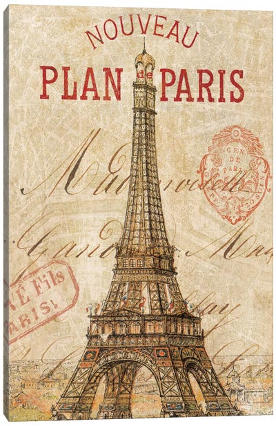 Letter from Paris Canvas Art Print - The Eiffel Tower