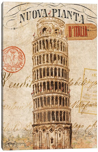 Letter from Pisa Canvas Art Print - Leaning Tower of Pisa