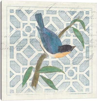 Monument Etching Tile I Blue Bird Canvas Art Print - Wild Apple Portfolio