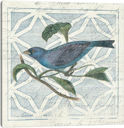 Monument Etching Tile II Blue Bird Canvas Art Print - Wild Apple Portfolio