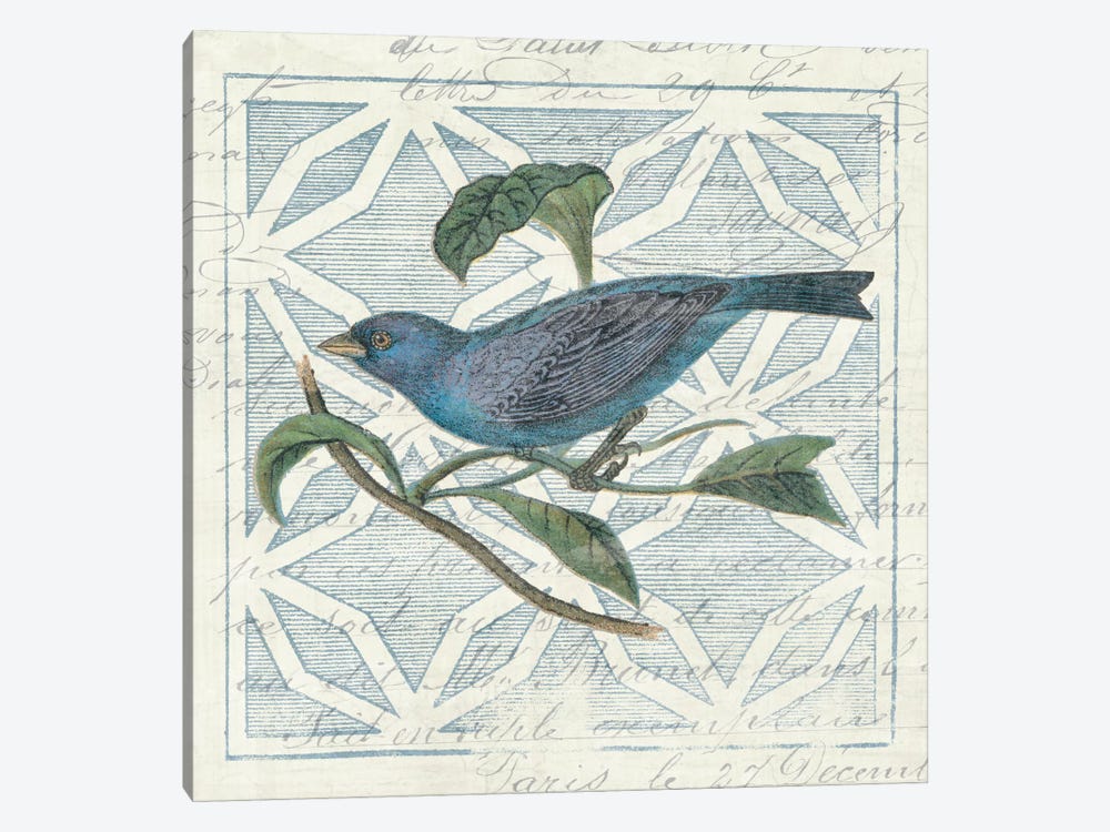Monument Etching Tile II Blue Bird by Wild Apple Portfolio 1-piece Canvas Artwork