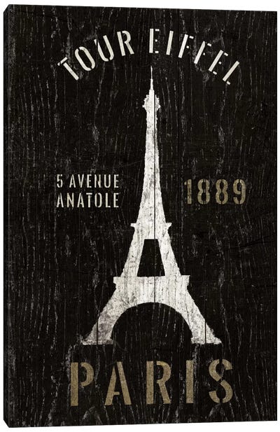 Refurbished Eiffel Tower Canvas Art Print - Paris Typography