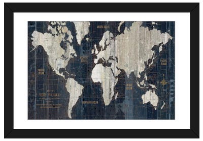 Old World Map Blue Paper Art Print - Maps