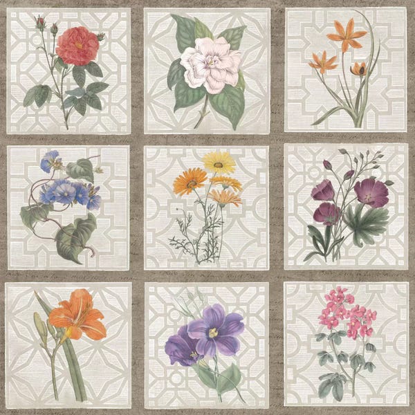 Wild Apple Portfolio: Monument Etching Tile Flowers Square I by Wild Apple Portfolio
