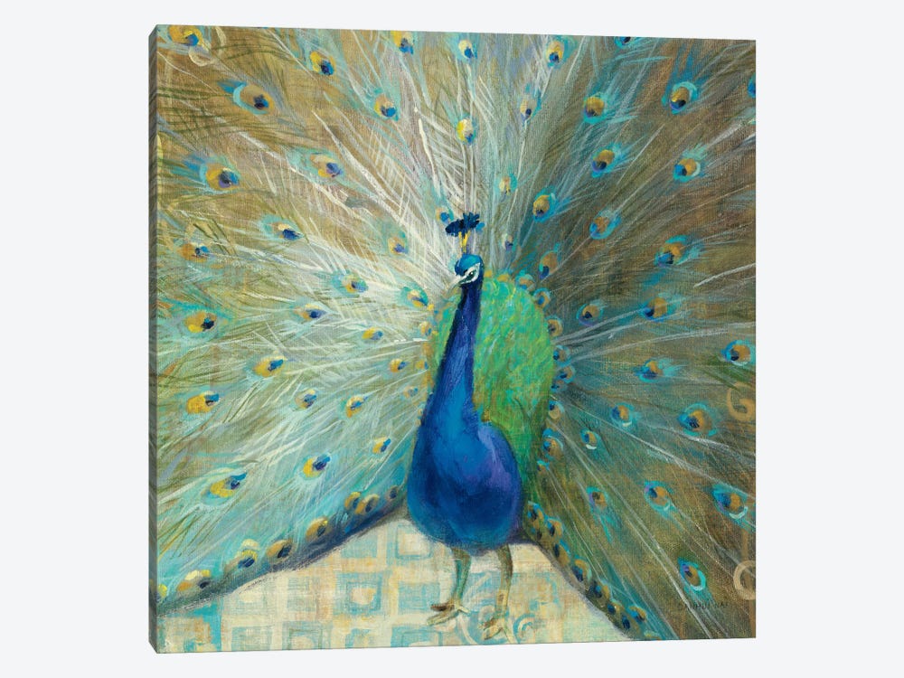 Blue Peacock on Gold by Danhui Nai 1-piece Canvas Art
