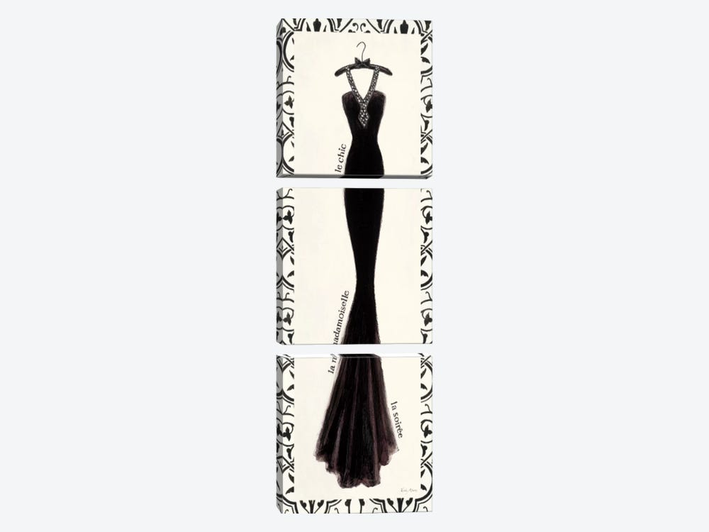 Couture Noir Original III with Border by Emily Adams 3-piece Canvas Art