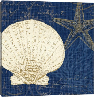 Coastal Moonlight II (Blue) Canvas Art Print - Navy & Neutrals