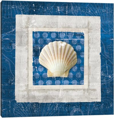 Sea Shell III on Blue Canvas Art Print