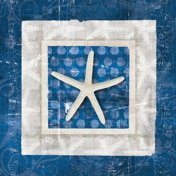 Starfish: Sea Shell IV on Blue by Belinda Aldrich