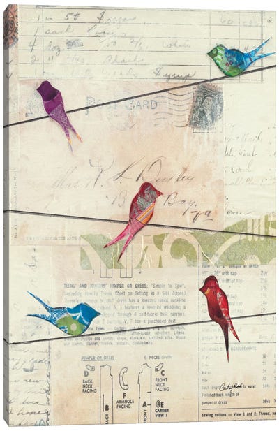 Birds on a Wire no Border Canvas Art Print - Courtney Prahl