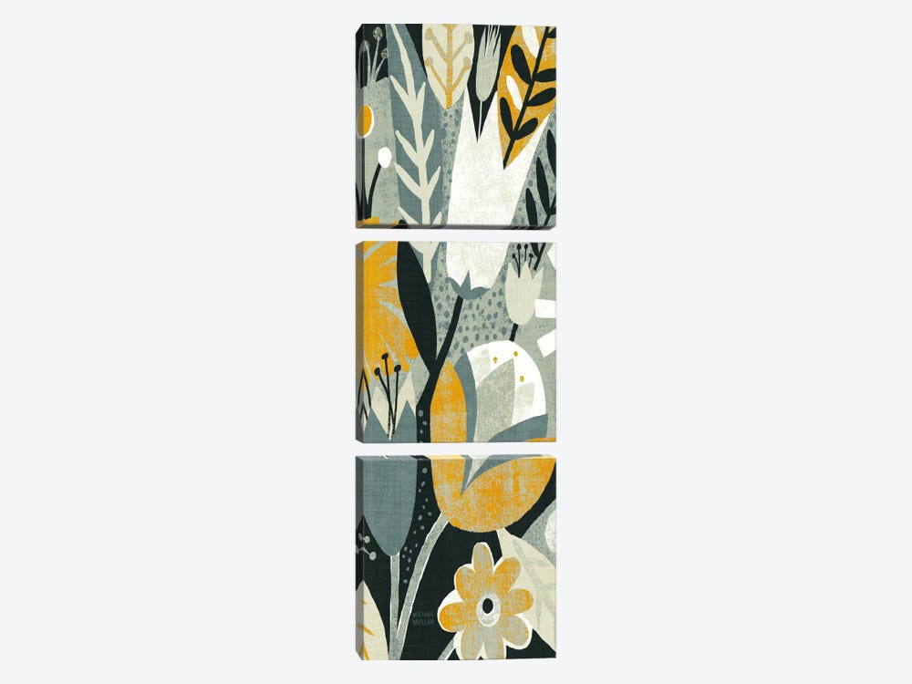 Vintage Bouquet Yellow Panel II  by Michael Mullan 3-piece Canvas Art Print