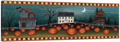 Halloween Eve Crescent Moon  Canvas Art Print - Haunted Houses