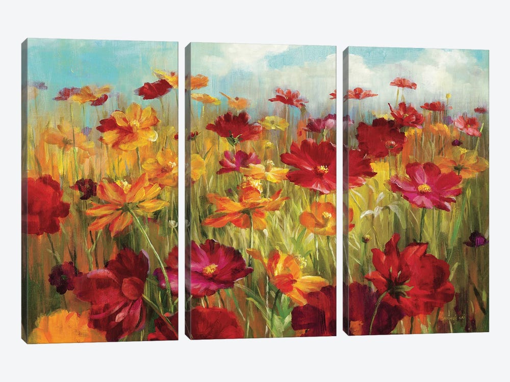 Cosmos in the Field by Danhui Nai 3-piece Canvas Art Print