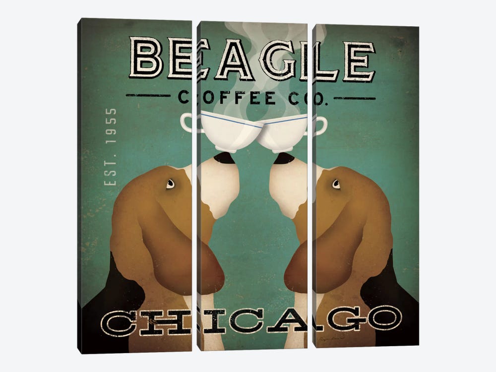 Beagle Coffee Co. by Ryan Fowler 3-piece Canvas Print