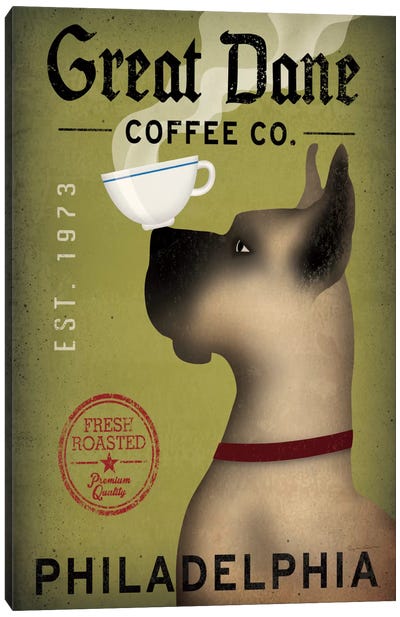 Great Dane Coffee Co. Canvas Art Print - Best Selling Dog Art