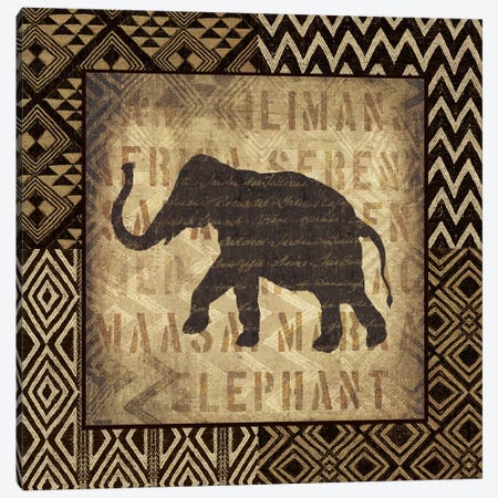 African Wild Elephant Canvas Print #WAC2246} by Wild Apple Portfolio Canvas Wall Art