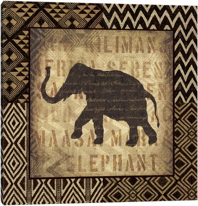 African Wild Elephant Canvas Art Print - Global Patterns