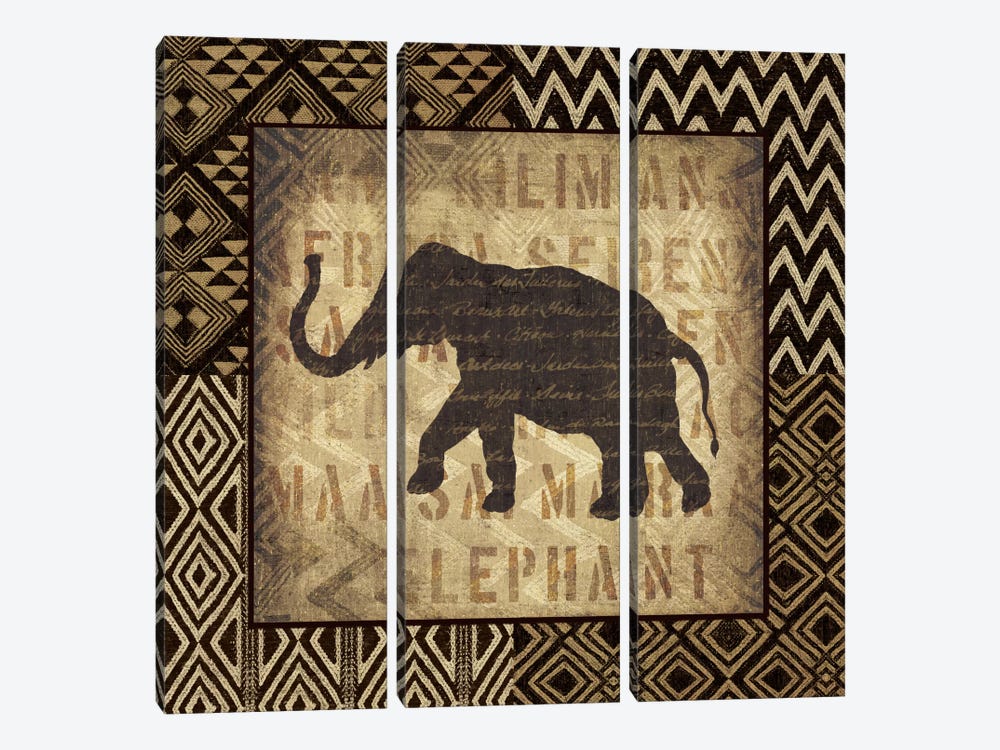 African Wild Elephant by Wild Apple Portfolio 3-piece Canvas Print