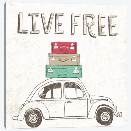 Road Trip Beetle Luggage Canvas Print #WAC2263} by Oliver Towne Art Print