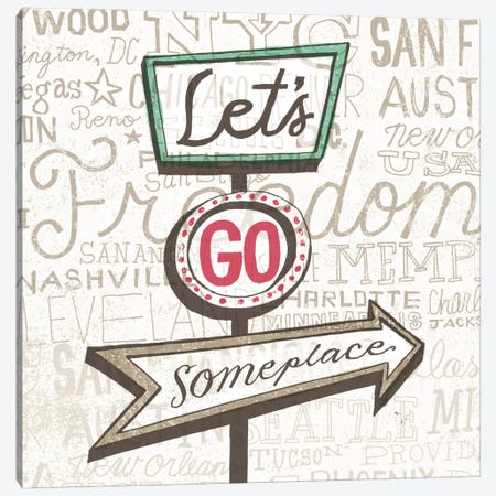 Road Trip Route Lets Go Someplace Canvas Print #WAC2268} by Oliver Towne Canvas Print