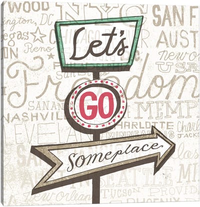 Road Trip Route Lets Go Someplace Canvas Art Print